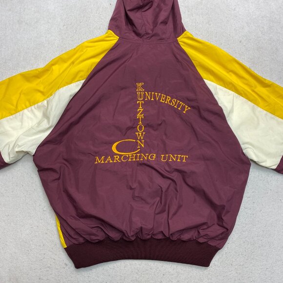 VINTAGE Kutztown University Jacket Mens XL Red Yellow Track Lined Pullover 90s - Picture 10 of 12
